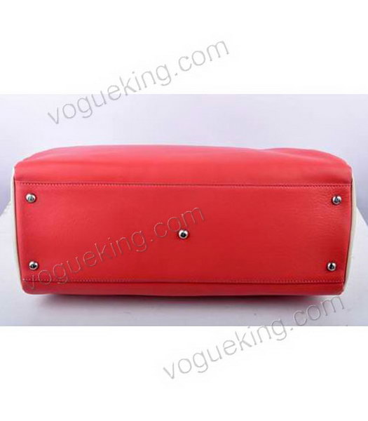 Fendi Peekaboo Watermelon RedOffwhite Ferrari Leather Large Tote Bag With Leather Inside-3