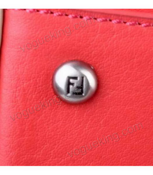 Fendi Peekaboo Watermelon RedOffwhite Ferrari Leather Large Tote Bag With Leather Inside-4