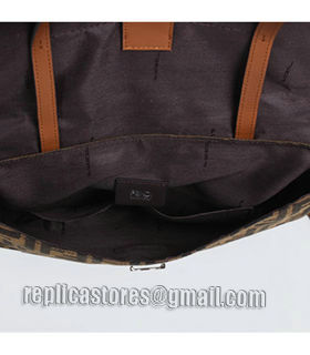 Fendi Pequin FF Fabric With Cyan Original Leather Shoulder Bag-4