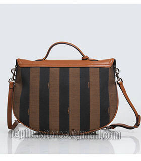 Fendi Pequin Stripe Fabric With Cyan Original Leather Shoulder Bag-1