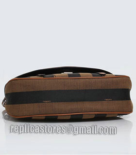 Fendi Pequin Stripe Fabric With Cyan Original Leather Shoulder Bag-2