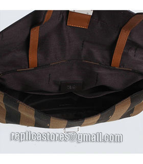 Fendi Pequin Stripe Fabric With Cyan Original Leather Shoulder Bag-4