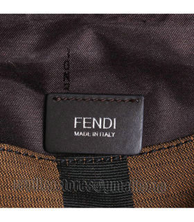 Fendi Pequin Stripe Fabric With Grey Original Leather Shoulder Bag-3