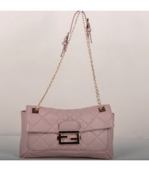 Fendi Pink Lambskin Leather Chain Bag