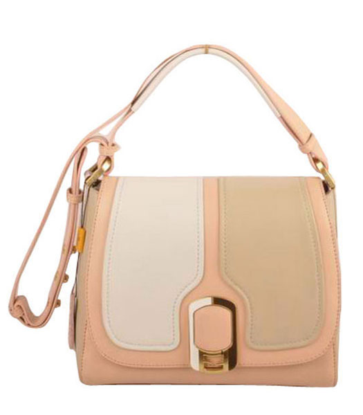 Fendi Pink Leather With Offwhite And White Ferrari Leather Messenger Tote Bag