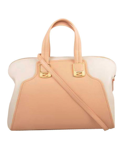 Fendi Pink Leather With White Ferrari Leather Tote Bag