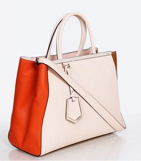 Fendi Pink/Orange/Cyan Cross Veins Leather Medium Tote Bag