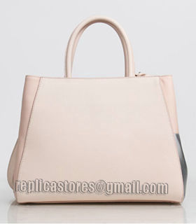 Fendi Pink/Silver Cross Veins Leather Medium Tote Bag-1