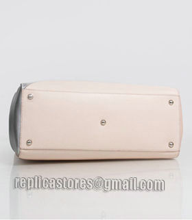 Fendi Pink/Silver Cross Veins Leather Medium Tote Bag-2