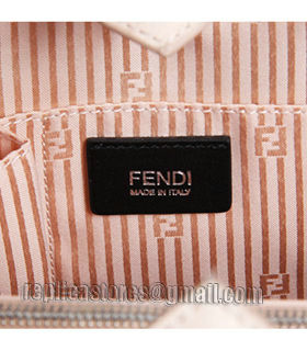 Fendi Pink/Silver Cross Veins Leather Medium Tote Bag-3