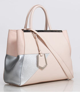 Fendi Pink/Silver Cross Veins Leather Small Tote Bag