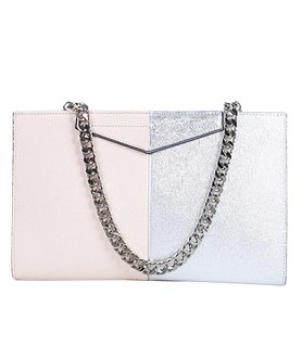 Fendi PinkSilver Cross Veins Leather Clutch Bag