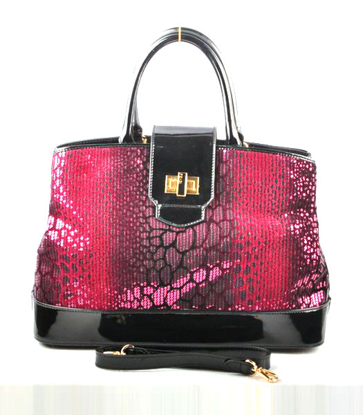 Fendi Red Beads with Black Leather Tote Bag