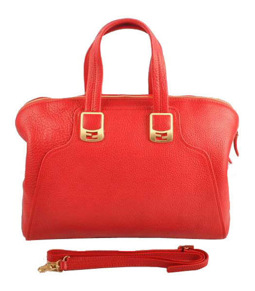 Fendi Red Calfskin Leather Tote Bag