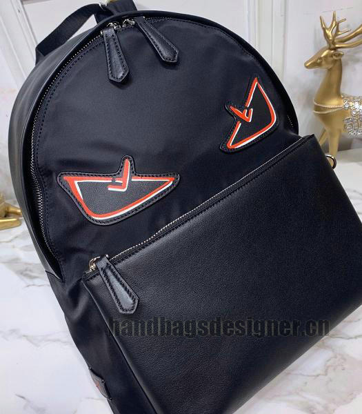 Fendi Red Eye Nyon With Black Calfskin Leather Backpack-3