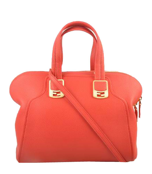 Fendi Red Imported Calfskin Leather Small Tote Bag