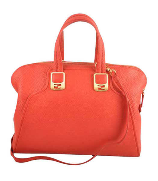 Fendi Red Imported Calfskin Leather Tote Bag