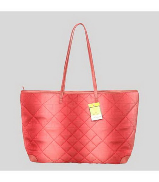 Fendi Rhombic Line Shoulder Bag Red Fabric