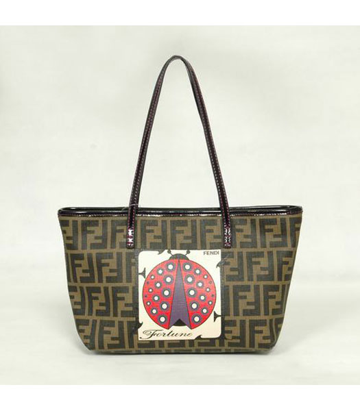 Fendi Roll Canvas Tote Bag with Purple Leather Trim