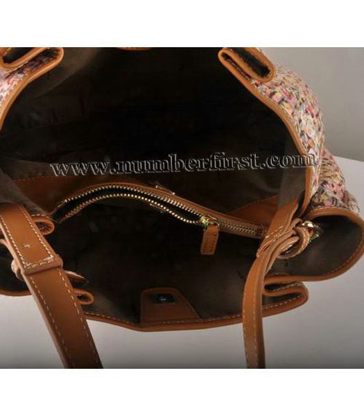 Fendi Rose Print Hobo Bag with Leather Trim-1-4