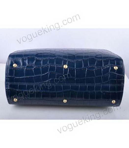 Fendi Sapphire Blue Croc Leather With Ferrari Leather Tote Bag-3