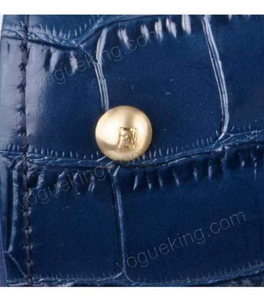 Fendi Sapphire Blue Croc Leather With Ferrari Leather Tote Bag-4