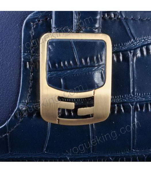 Fendi Sapphire Blue Croc Leather With Ferrari Leather Tote Bag-6
