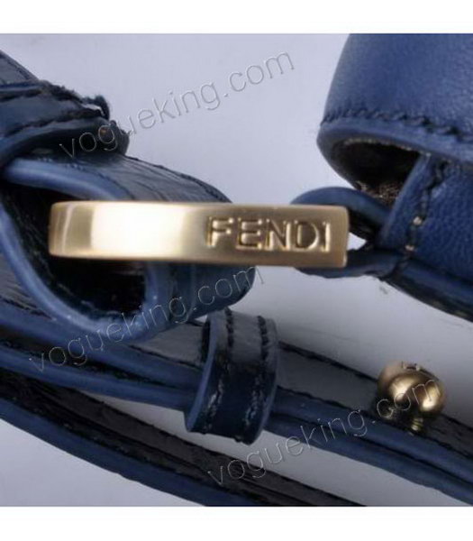 Fendi Sapphire Blue Croc Leather With Ferrari Messenger Tote Bag-6