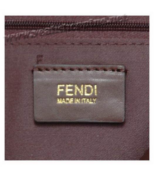 Fendi Scrubing Leather Tote Shoulder Bag Coffee-5