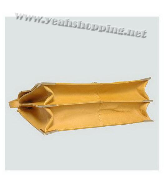 Fendi Scrubing Leather Tote Shoulder Bag Yellow-3