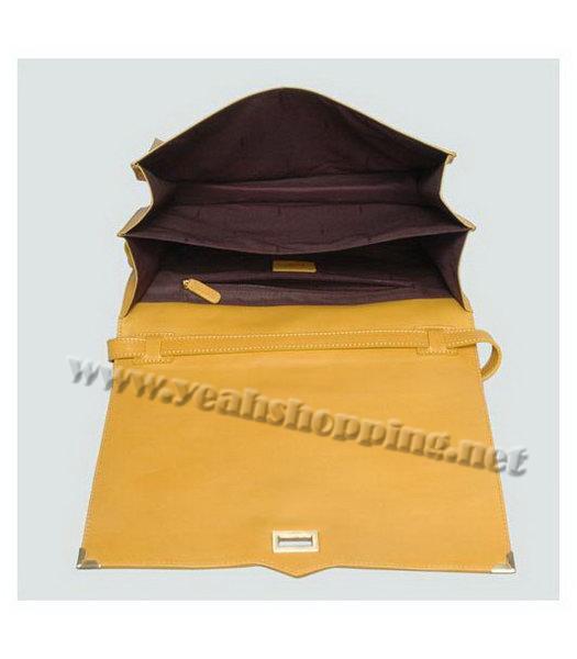 Fendi Scrubing Leather Tote Shoulder Bag Yellow-4