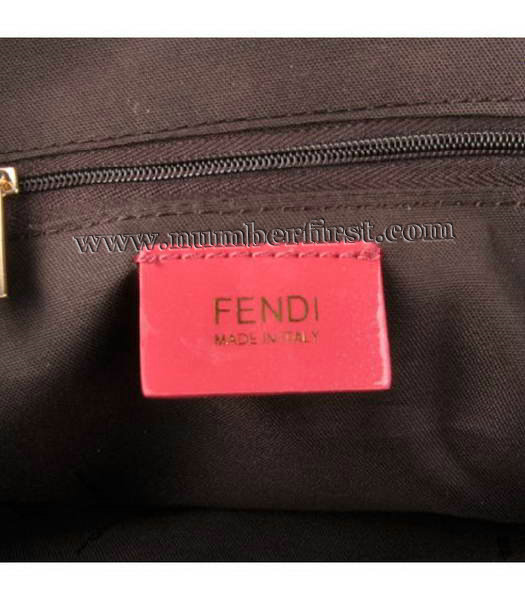 Fendi Selleria Dome Embossed Patent Leather Tote Bag Red-5