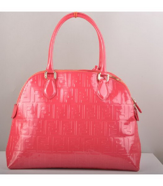Fendi Selleria Dome Embossed Patent Leather Tote Bag Red