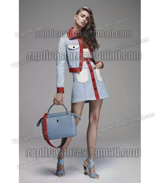 Fendi Selleria Fashion Calfskin Leather Tote Bag 8940 In Blue-1