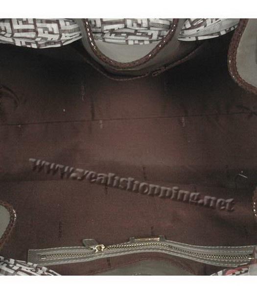 Fendi Shoulder Bag Grey Lambskin&Scarf-4