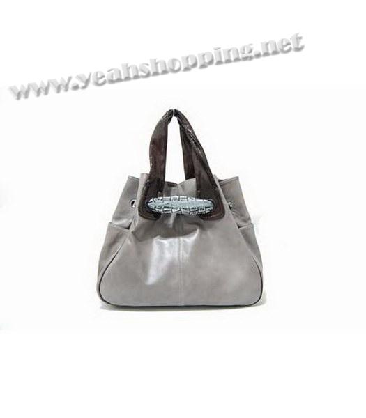 Fendi Shoulder Bag Silver Grey Lambskin&Scarf-2