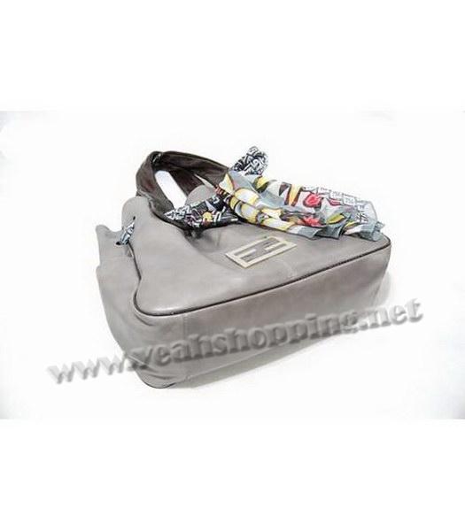 Fendi Shoulder Bag Silver Grey Lambskin&Scarf-3