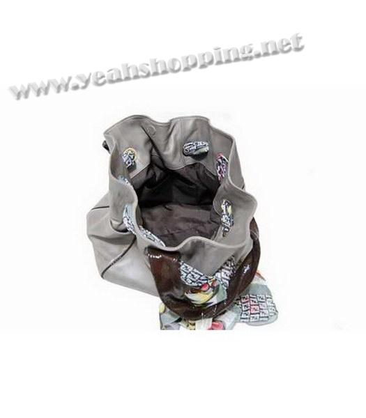 Fendi Shoulder Bag Silver Grey Lambskin&Scarf-4