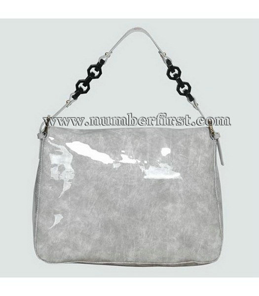 Fendi Shoulder Bag Silver_Grey Patent Leather-2