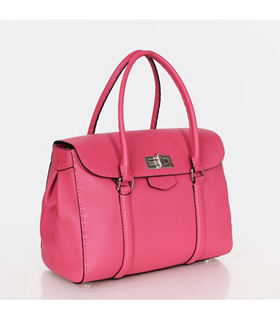 Fendi Signature Franca Tote Shoulder Bag With Peach Litchi Pattern Original Leather