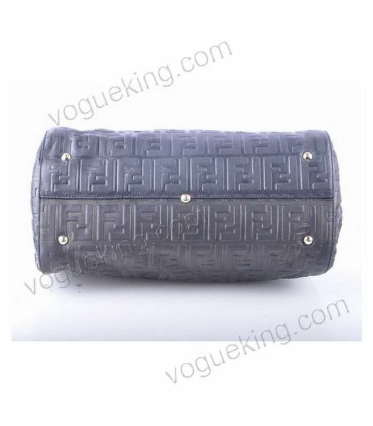 Fendi Silvana Black Embossed Leather Top Handle Bag-3