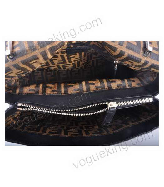 Fendi Silvana Black Embossed Leather Top Handle Bag-6