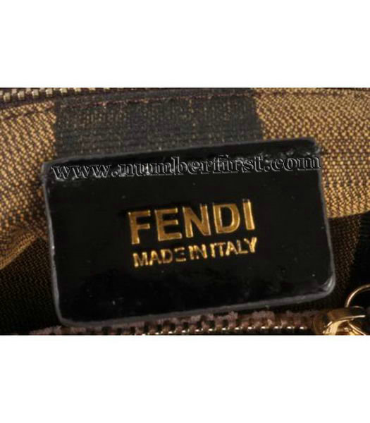 Fendi Silvana Crossbody Snake Leather Tote Bag Black&Pink-6
