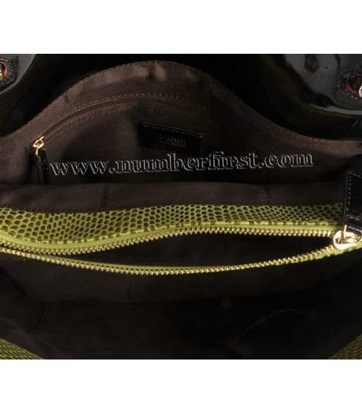 Fendi Silvana Crossbody Snake Leather Tote Bag Pink&Light Green-6
