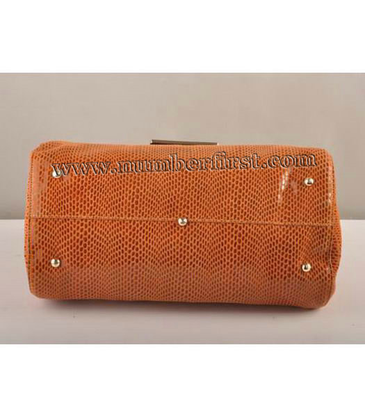 Fendi Silvana Crossbody Snake Leather Tote Bag White&Orange-3