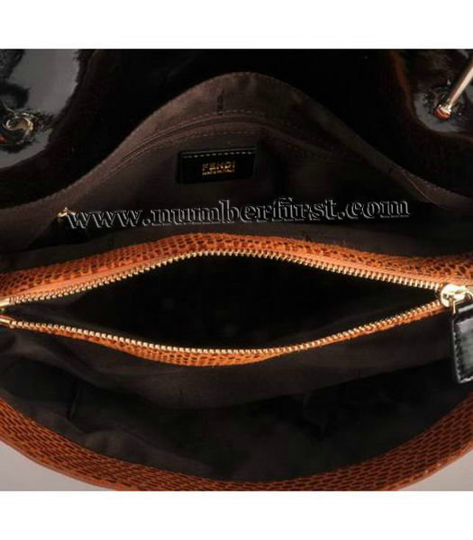 Fendi Silvana Crossbody Snake Leather Tote Bag White&Orange-5