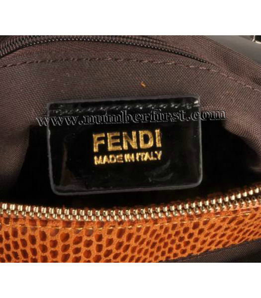 Fendi Silvana Crossbody Snake Leather Tote Bag White&Orange-6