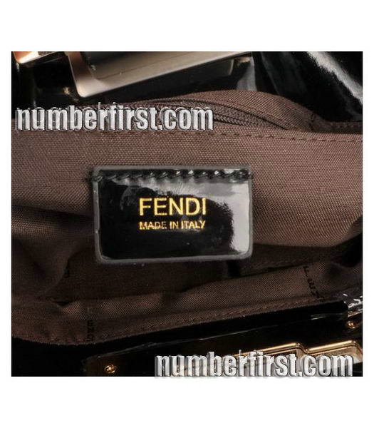 Fendi Silver Color Beads with Black Leather Handbag-6