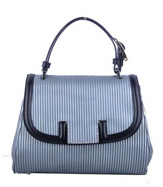 Fendi Silver Stripe Leather Top Handle Bag