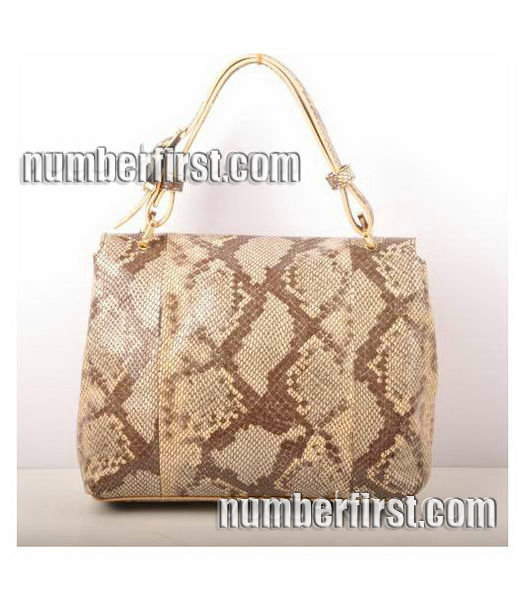 Fendi Snake Veins pattern Leather Small Handbag Coffee-2